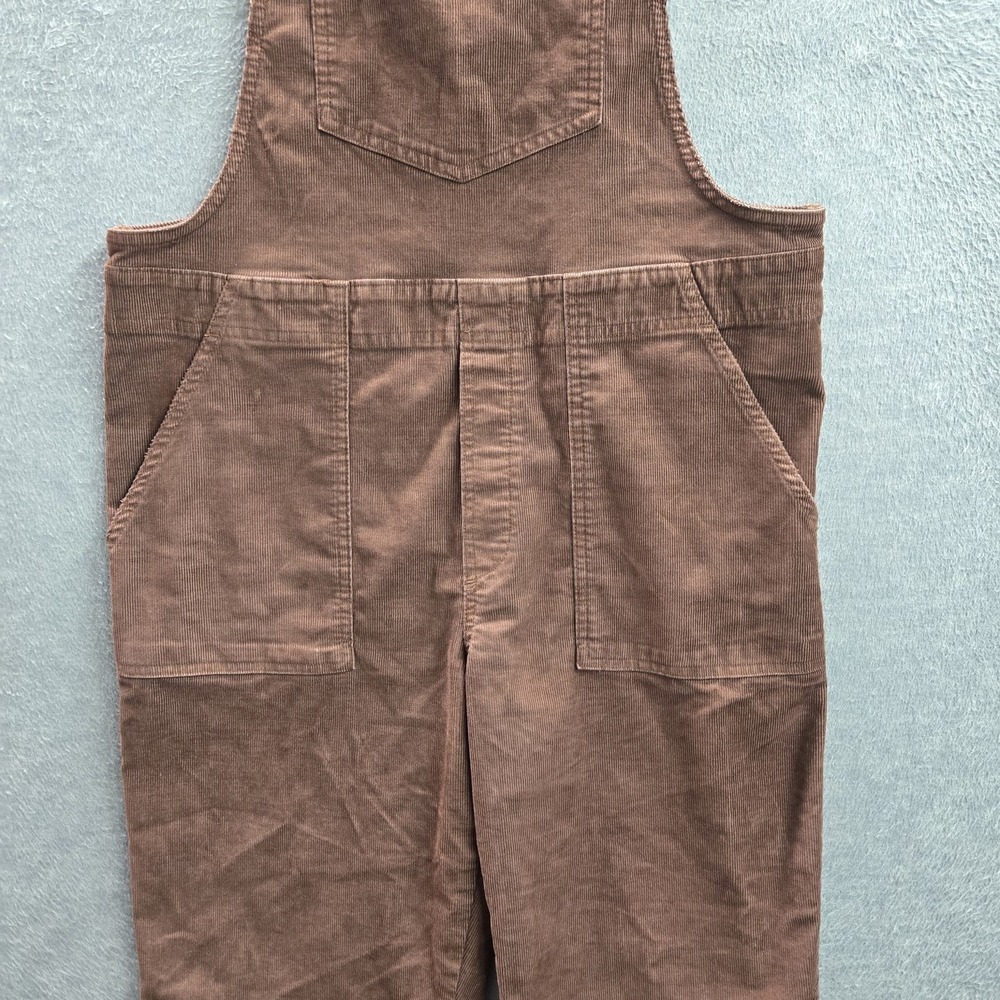 Aerie Women Pants M Brown Barrel Overalls Corduroy Utility Button 26" Inseam - Picture 5 of 11